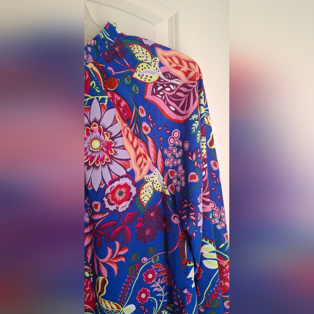Jodifl Flower Print Bubble Sleeve Top L ART MAXIMALIST FORMAL PARTY - Picture 6 of 12